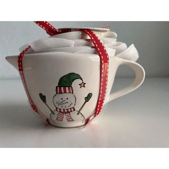 Rae Dunn Snowman Christmas Measuring Cups 4 Different Designs With Handles NEW - Picture 1 of 8